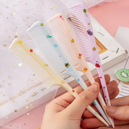 Cartoon Animals Kids Hair Combs Set, Girls Hairdressing Comb, Portable Anti-Static Plastic Comb with Pointed Tail