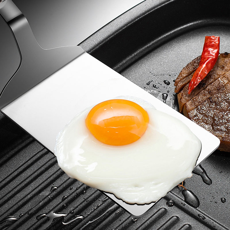 Wood Handle Frying Fish Spatula, Non-stick Pancake Barbecue Tongs, Stainless Steel Steak Tool