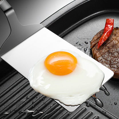 Wood Handle Frying Fish Spatula, Non-stick Pancake Barbecue Tongs, Stainless Steel Steak Tool