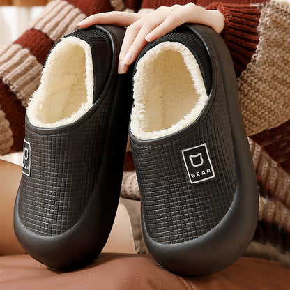 Waterproof Cotton Slippers Winter Non Slip Indoor Outdoor Plush Shoes For Women Men Thick Bottom Cu 1