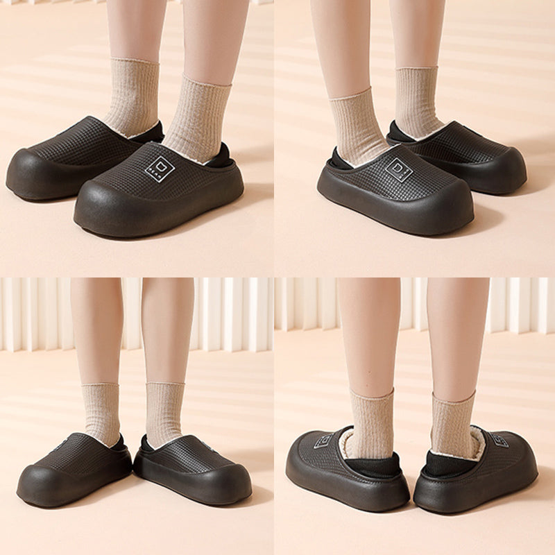 Waterproof Cotton Slippers Winter Non Slip Indoor Outdoor Plush Shoes For Women Men Thick Bottom Cu 2