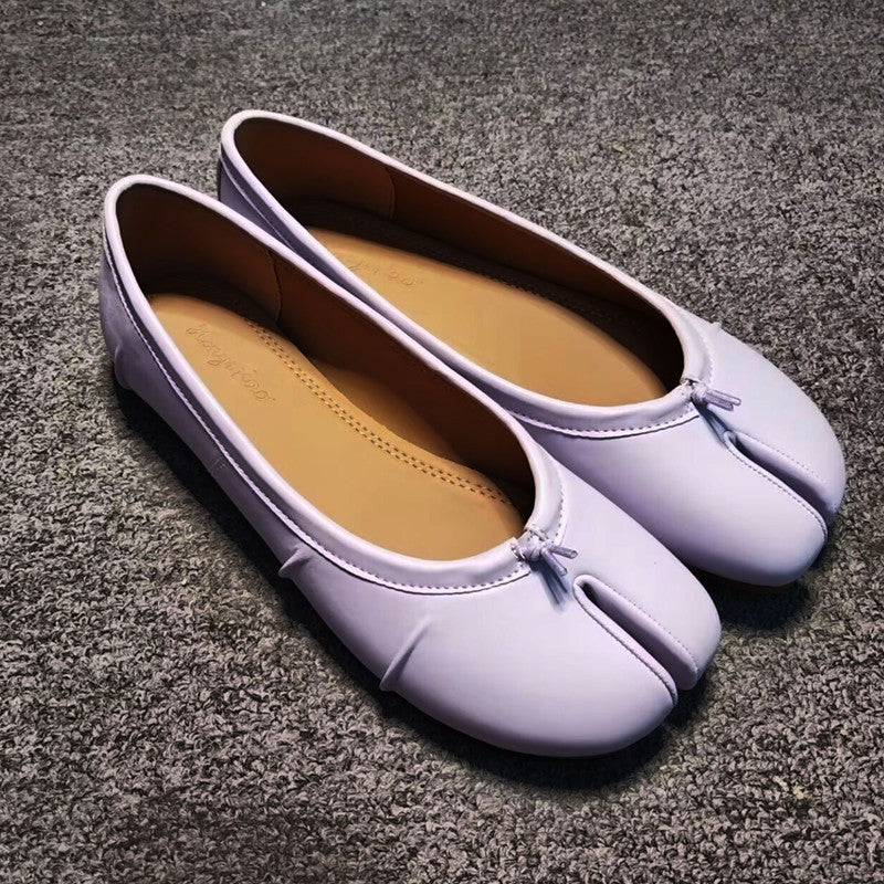 Comfortable Walking Lazy Loafers Fashion Soft Leather Split Toe Women Tabi Ballet Flats for Casual Spring Autumn Girls