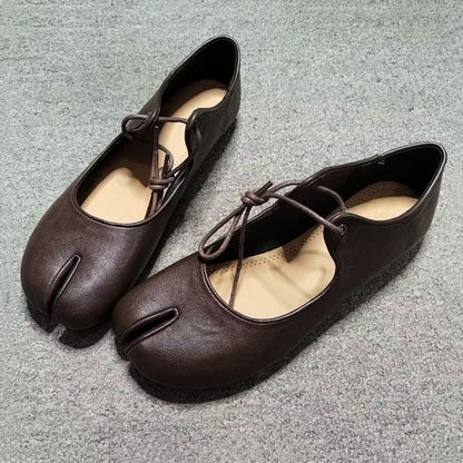 Comfortable Walking Lazy Loafers Fashion Soft Leather Split Toe Women Tabi Ballet Flats For Casual  7