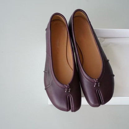 Comfortable Walking Lazy Loafers Fashion Soft Leather Split Toe Women Tabi Ballet Flats For Casual  9