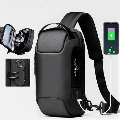Men Usb Cross Body Bag Waterproof Anti-Theft Shoulder Bags