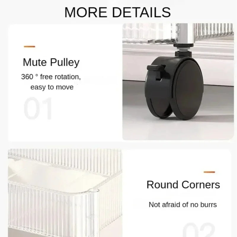 Clear Acrylic Mobile Cart Multilayer Storage Rack With Wheels Snack Storage Shelf For Living Room R 3
