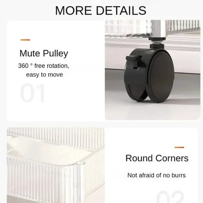 Clear Acrylic Mobile Cart Multilayer Storage Rack With Wheels Snack Storage Shelf For Living Room R 3