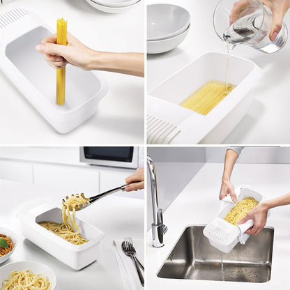 Microwave Noodles Pasta Cooker with Strainer, Eco-Friendly Plastic Spaghetti Steamer, Dishwasher Safe Kitchen Accessory