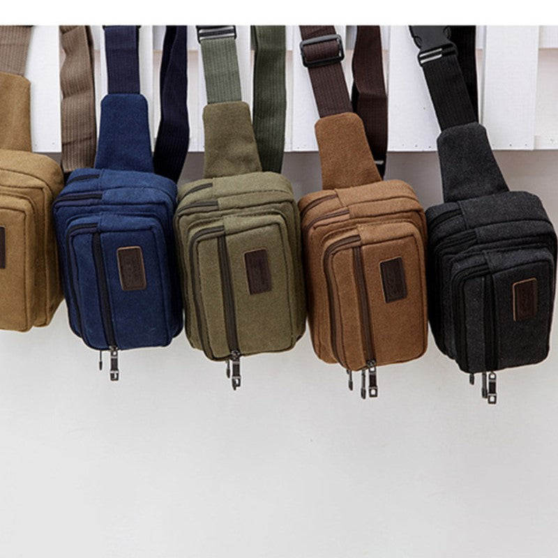Canvas Waist Bag, Multi-functional Male Waist Pack, Durable Outdoor Sports Phone Purse