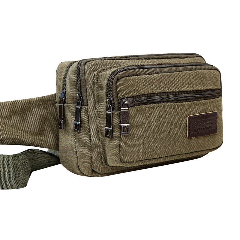 Canvas Waist Bag Multifunctional Male Waist Pack Durable Outdoor Sports Phone Purse 7
