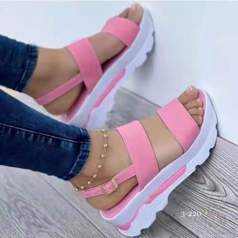 New Womens Wedges Sandals Low Platform Heeled Shoes Summer Fashion Footwear 7