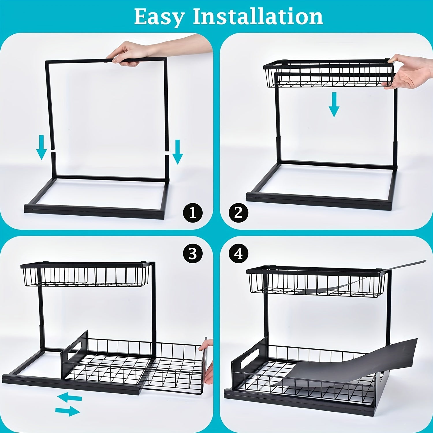 Under Sink Organizer Storage Shelves Pull Out Cabinet Storage Shelves Under Sink Storage 4