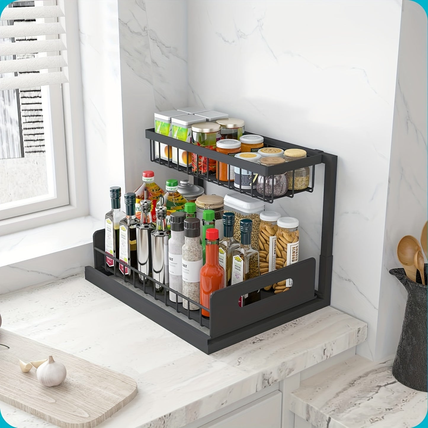 Under Sink Organizer Storage Shelves Pull Out Cabinet Storage Shelves Under Sink Storage 5