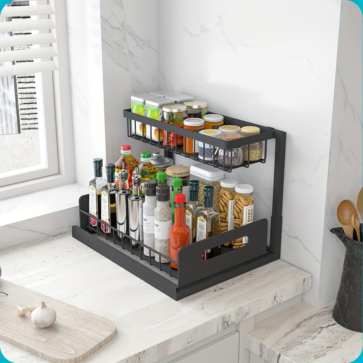 Under Sink Organizer Storage Shelves Pull Out Cabinet Storage Shelves Under Sink Storage 5