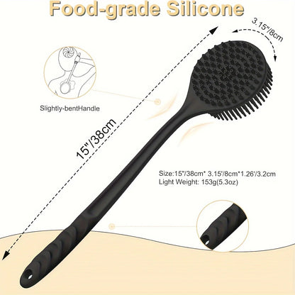 Shower Back Scrubber Brush With Silicone Deep Cleansing  Exfoliating Massage Long Handle 5