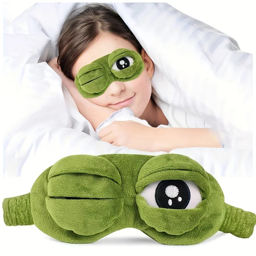 Frog Sleep Mask Cartoon Soft Portable Blindfold Travel Eyepatch for Women and Men Natural Sleeping Eyeshade