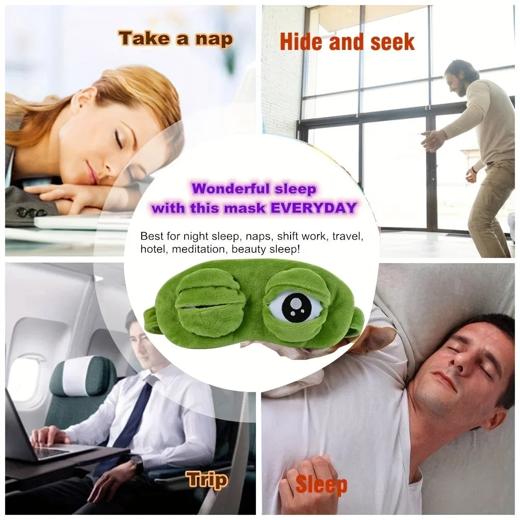 Frog Sleep Mask Cartoon Soft Portable Blindfold Travel Eyepatch For Women And Men Natural Sleeping  3