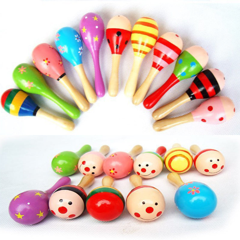 Funny Dolls, Colorful Wooden Small Rattles, Maracas Beat Baby Educational Toys for Kids