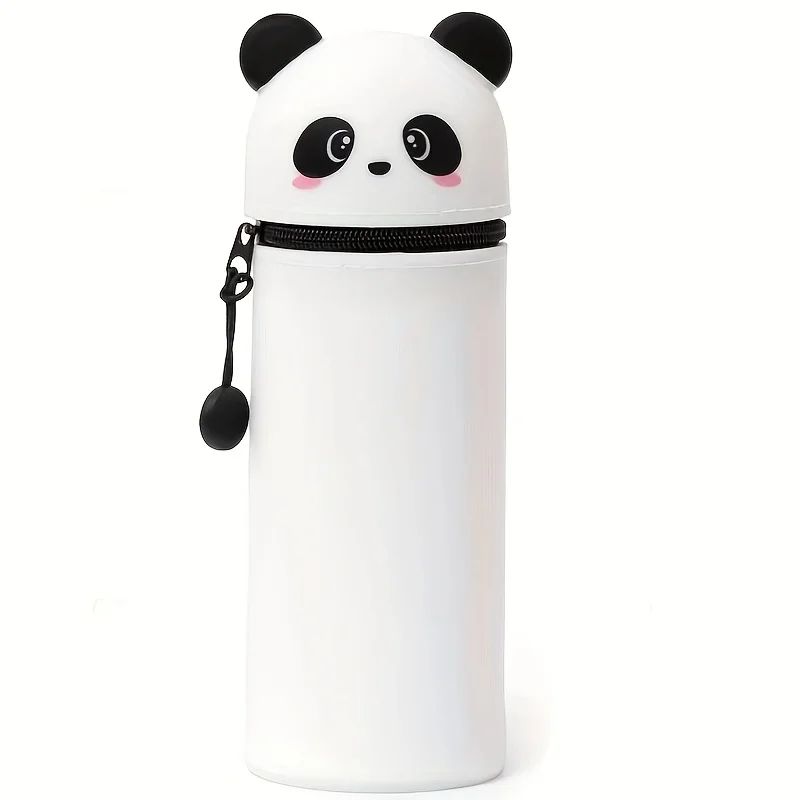 Cute Panda Silicone Pencil Case  2in1 Soft Pen Holder  Zippered Pencil Pouch 5