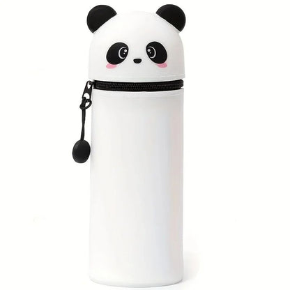 Cute Panda Silicone Pencil Case  2in1 Soft Pen Holder  Zippered Pencil Pouch 5
