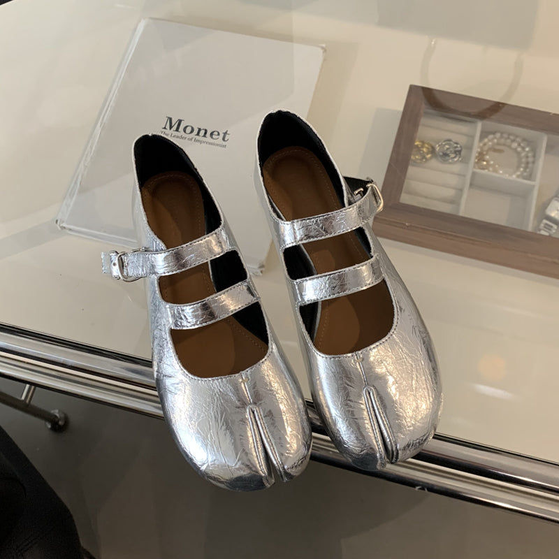 Casual Soft Leather Mary Jane Shoes Autumn Fashion Split Toe Flat Heel Laofer Shoes For Women Comfo 9