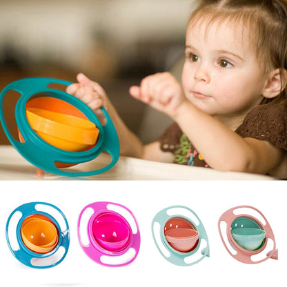 Children's Rotary Balance Gyro Bowl, Rotate Spill Proof Feeding Dish for Baby Training