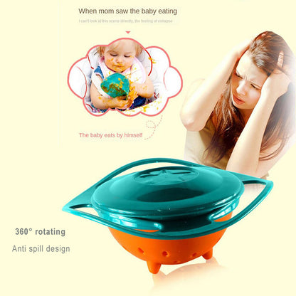 Childrens Rotary Balance Gyro Bowl Rotate Spill Proof Feeding Dish For Baby Training 1
