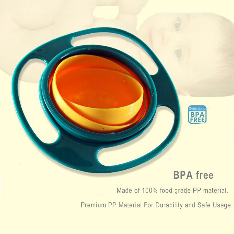 Childrens Rotary Balance Gyro Bowl Rotate Spill Proof Feeding Dish For Baby Training 2