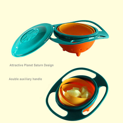 Childrens Rotary Balance Gyro Bowl Rotate Spill Proof Feeding Dish For Baby Training 3