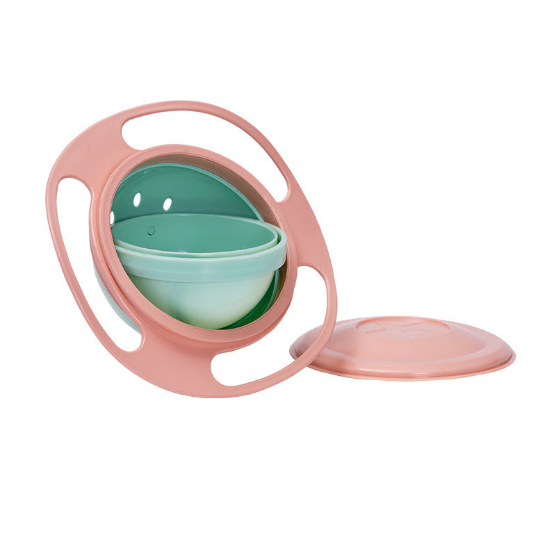 Childrens Rotary Balance Gyro Bowl Rotate Spill Proof Feeding Dish For Baby Training 5