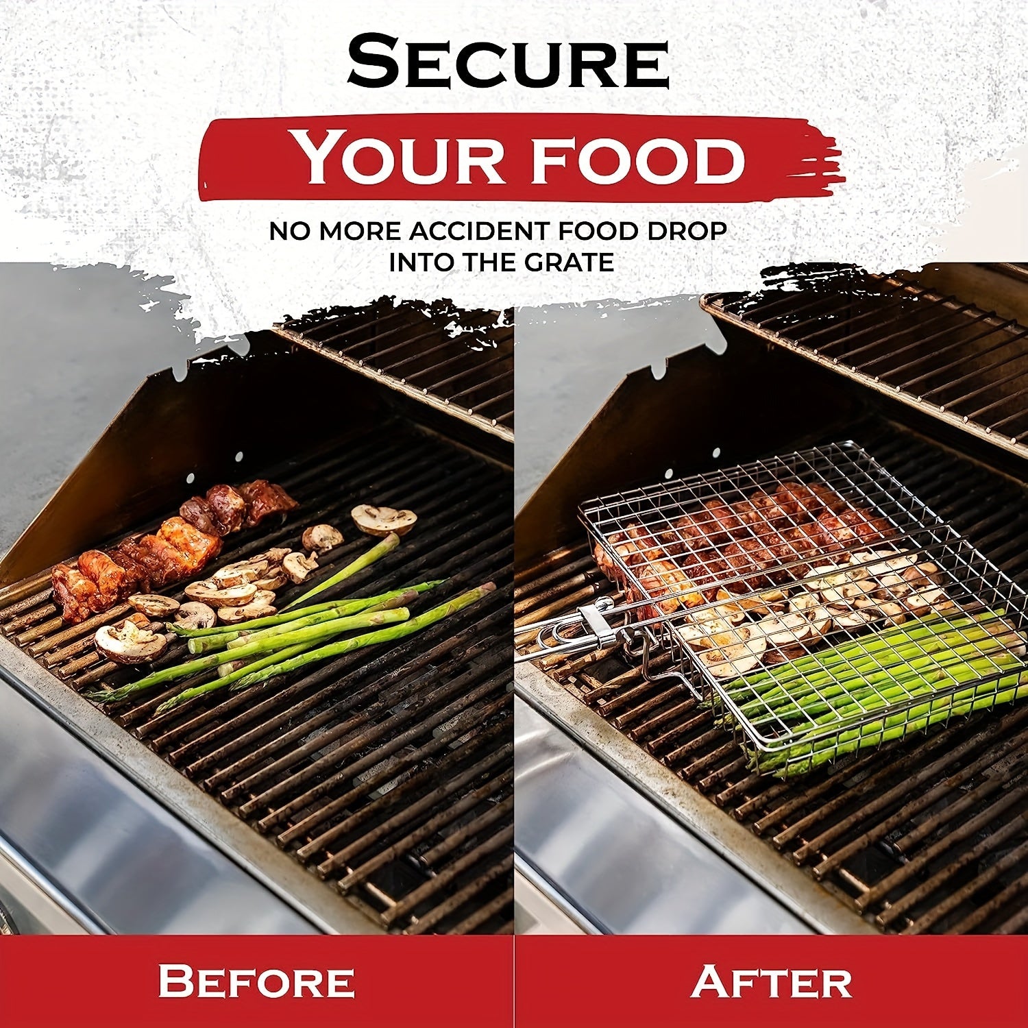 Foldable Stainless Steel BBQ Grilling Basket Large Capacity For Chicken Fish And Vegetables With No 4