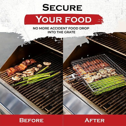Foldable Stainless Steel BBQ Grilling Basket Large Capacity For Chicken Fish And Vegetables With No 4