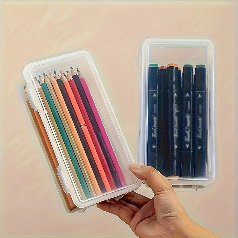 Plastic Translucent Pencil Case Box PP Multi-function Organizer for School Supplies and Office Use