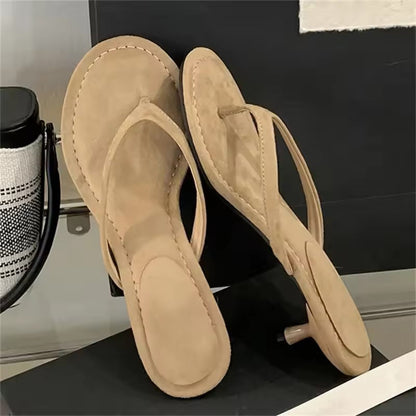Women Round Clip Toe Sandals Summer Fashion Casual Beach Flip Flops Thin Low Heels Slippers Shoes