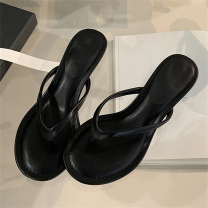 Women Round Clip Toe Sandals Summer Fashion Casual Beach Flip Flops Thin Low Heels Slippers Shoes