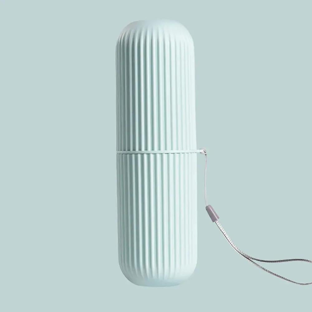 Travel Toothbrush Storage Box, Vertical Stripe Brushing Cup, Portable Mouthwash Cup, Toothpaste Storage