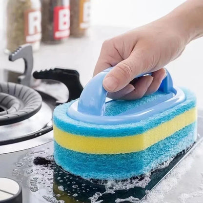 Household Cleaning Brush With Handle Sponge for Easy Kitchen and Bathroom Cleaning, Tile, Window, Toilet, and Wall Clean
