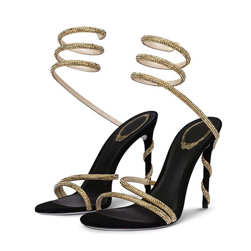 Sexy Open Toe Ankle Strap Sandals Crystal Diamond Thin High Heels Women Shoes For Banquet Nightclub 4