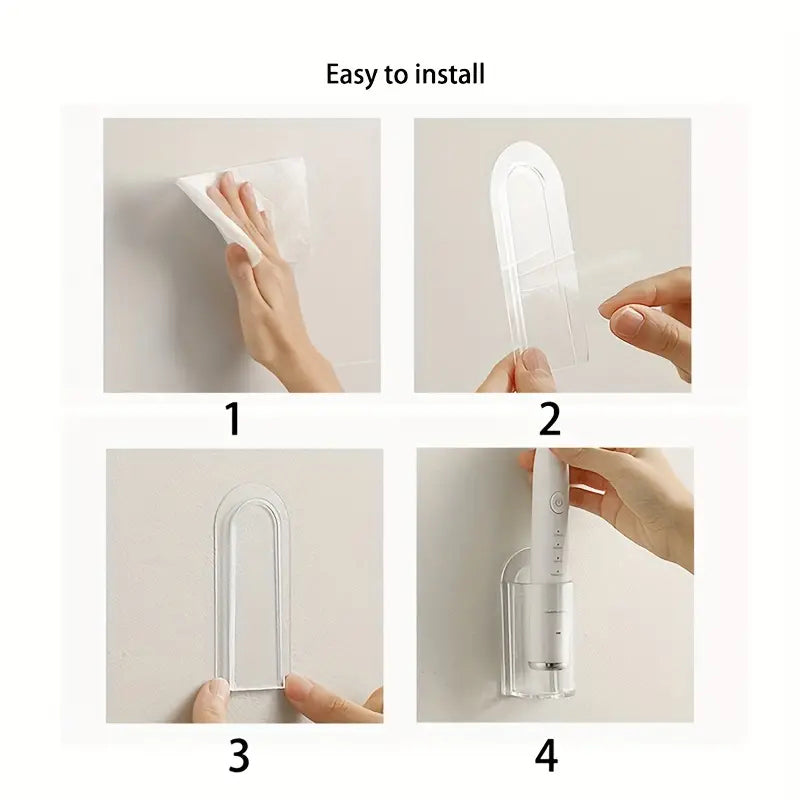 Non Perforated Wall Mounted Toothbrush Holder Electric Toothbrush Base Space Saving Bathroom Access 5