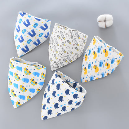Waterproof Pure Cotton Bandana Bibs Absorbent Saliva Towel Triangle Scarf For Newborn Boys And Girl