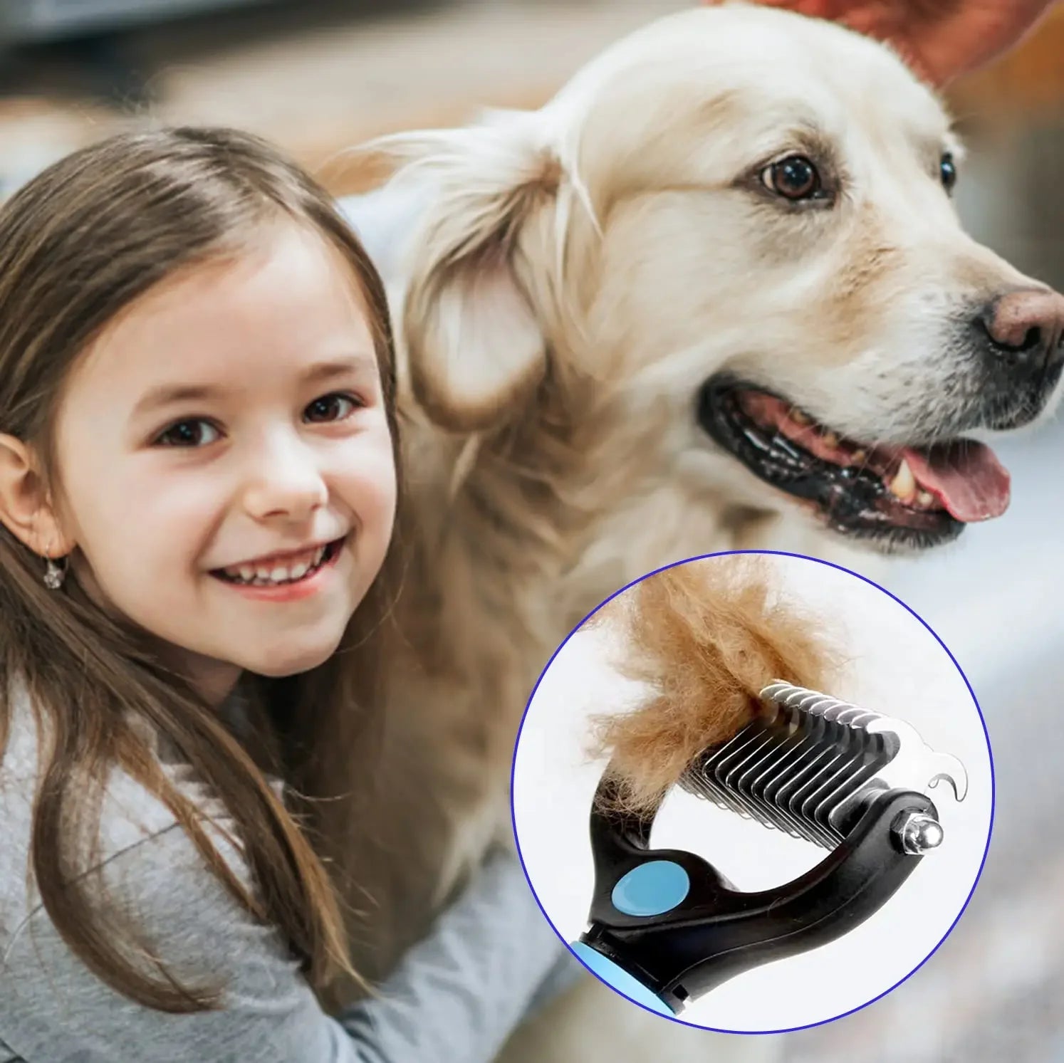 Pet Deshedding Brush Double Sided Grooming Tool Shedding And Dematting Stainless Steel Dog Comb For 1