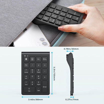 Wireless Numeric Keypad Bluetooth, Jomaa Rechargeable Slim Numpad for Effortless Data Entry