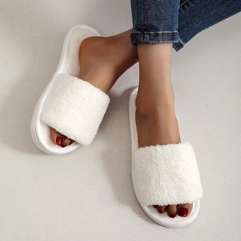 New Women's Home Slippers Slides Shoes Comfortable Lightweight Fur Slippers