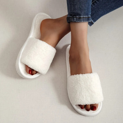 New Women's Home Slippers Slides Shoes Comfortable Lightweight Fur Slippers