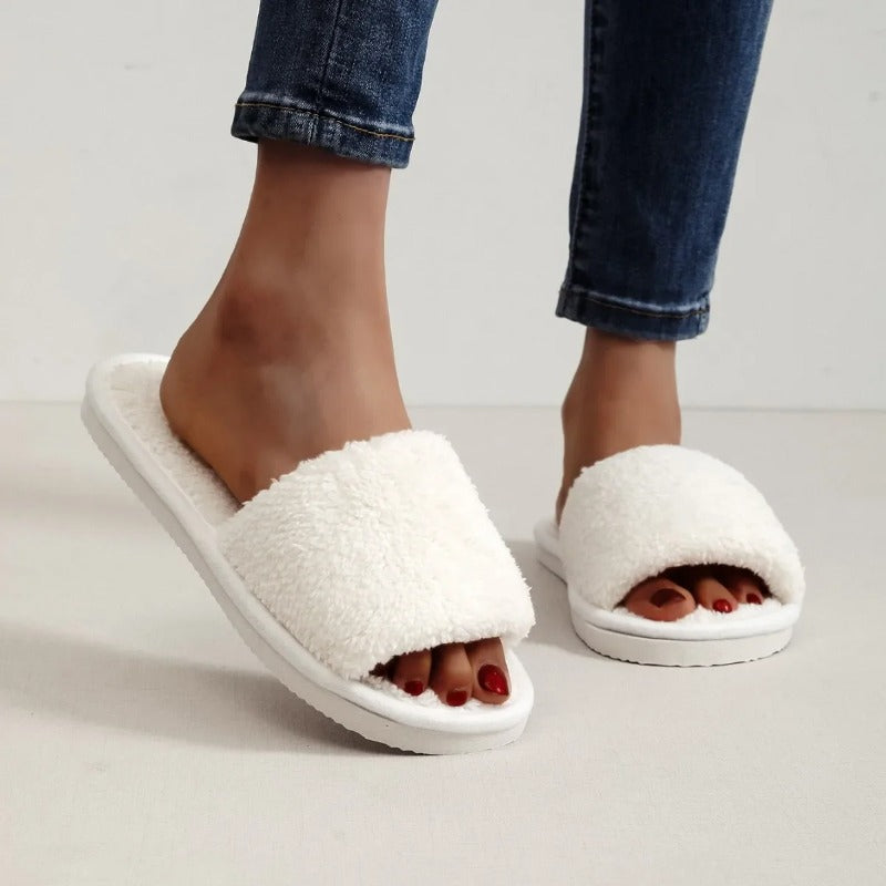 New Womens Home Slippers Slides Shoes Comfortable Lightweight Fur Slippers 3