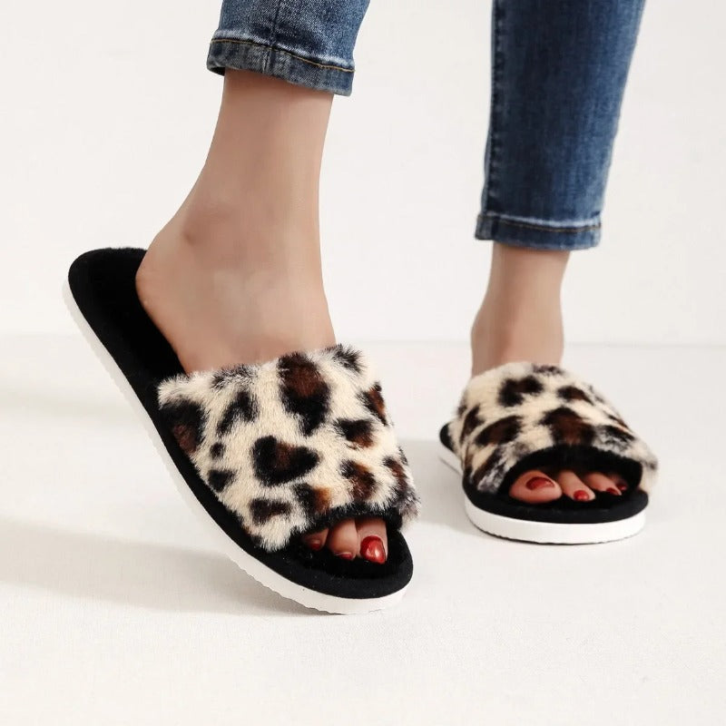 New Womens Home Slippers Slides Shoes Comfortable Lightweight Fur Slippers 1
