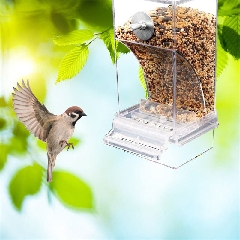 Acrylic Automatic Bird Feeder, No Mess Food Container for Parakeets, Budgerigar, Parrot Cage Accessories