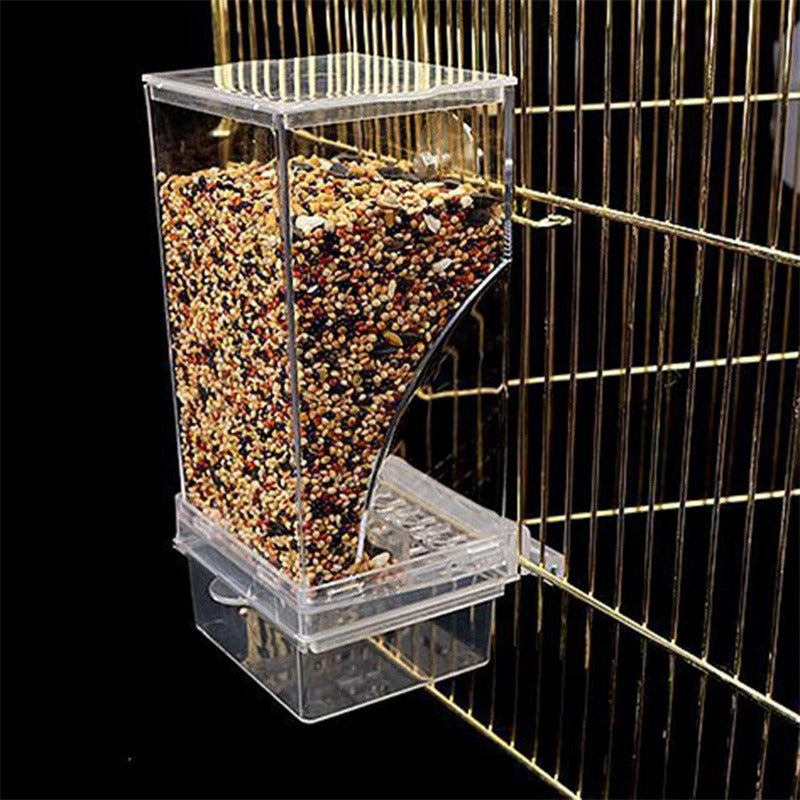 Acrylic Automatic Bird Feeder, No Mess Food Container for Parakeets, Budgerigar, Parrot Cage Accessories