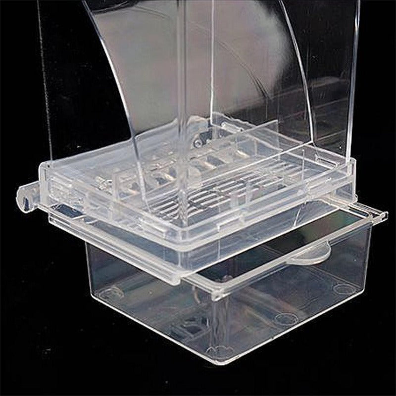 Acrylic Automatic Bird Feeder, No Mess Food Container for Parakeets, Budgerigar, Parrot Cage Accessories