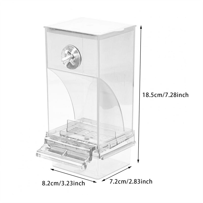 Acrylic Automatic Bird Feeder, No Mess Food Container for Parakeets, Budgerigar, Parrot Cage Accessories